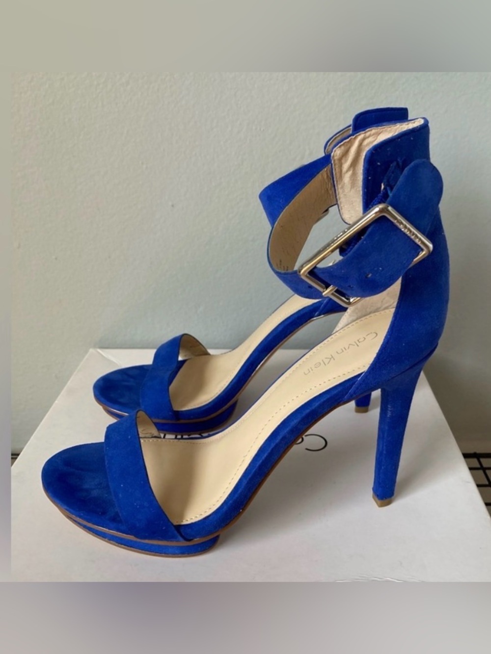 Calvin Klein Royal Blue Suede High Heel Sandals